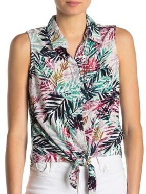 Beach Lunch Lounge Womens Janera Collar Viscose Button-Down Top Size XS